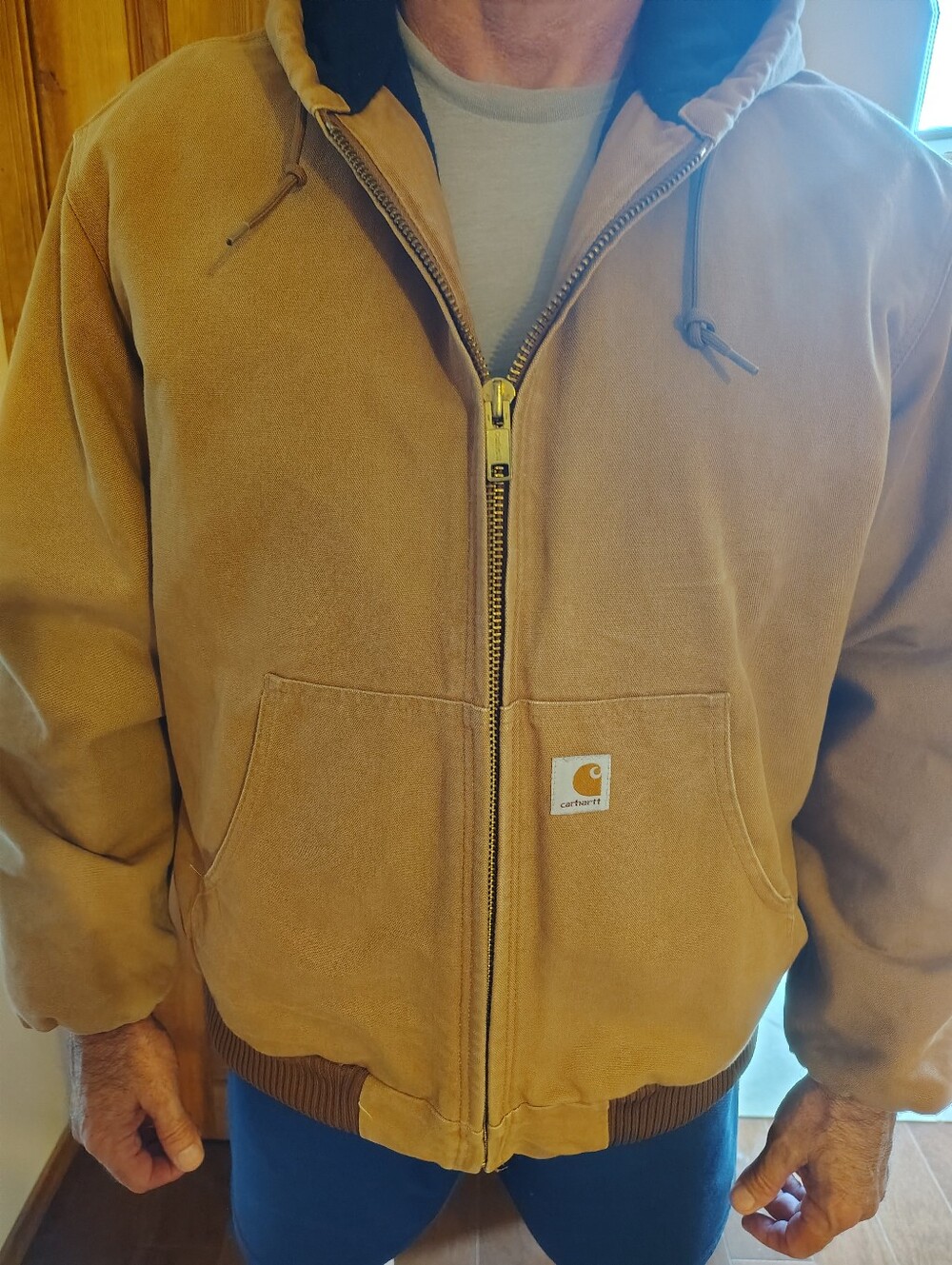Carhartt Men's Brown Hooded Zip Front Quilt-Lined Insulated Jacket XL